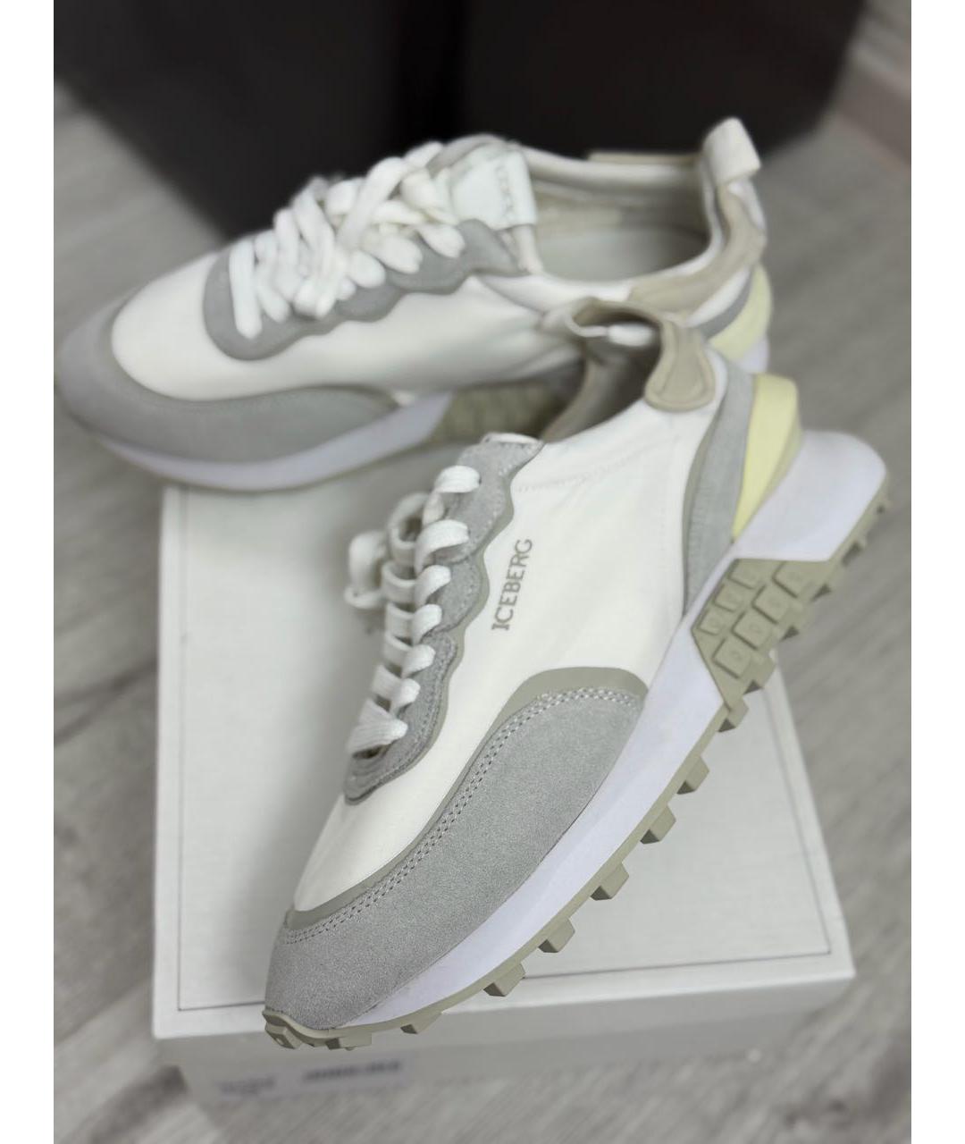 ICEBERG Белые кожаные низкие кроссовки / кеды, фото 5