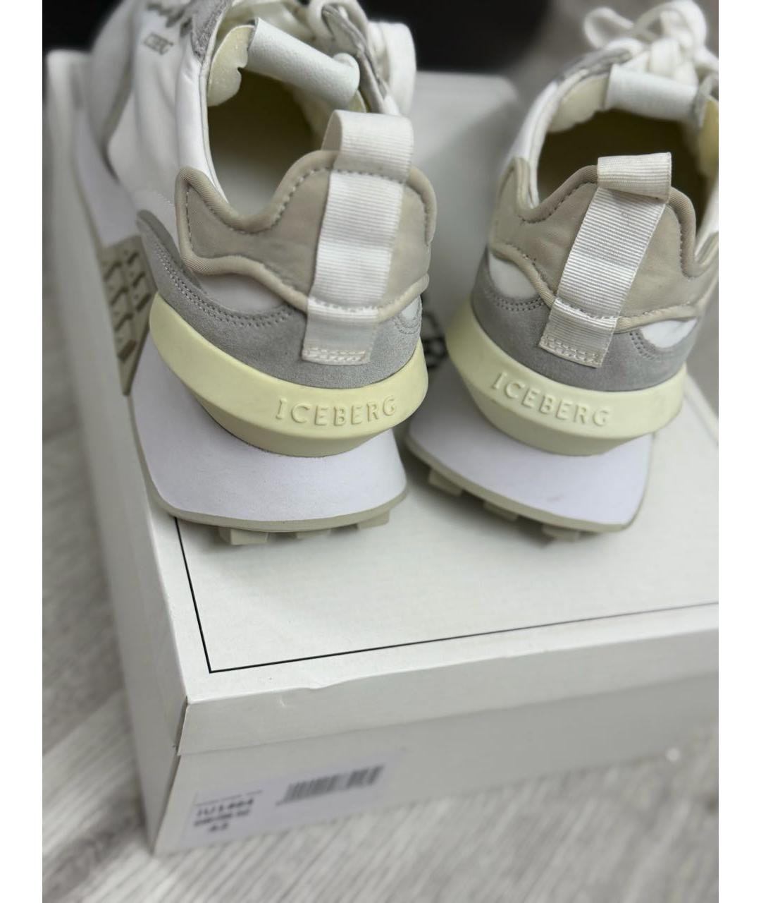 ICEBERG Белые кожаные низкие кроссовки / кеды, фото 4