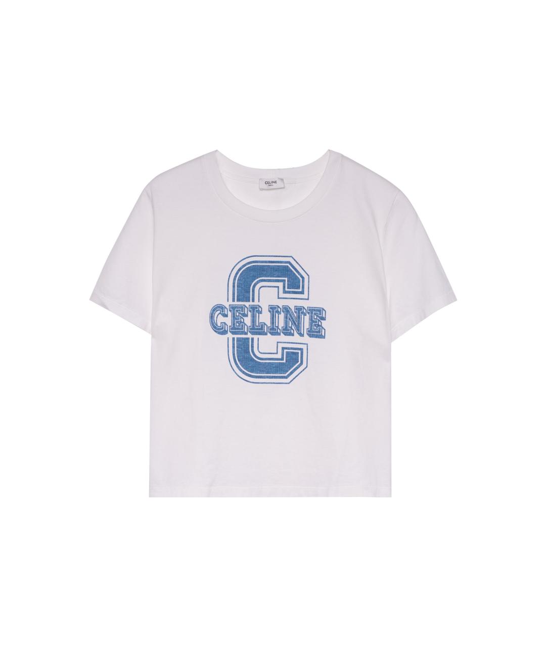 CELINE Белая хлопковая футболка, фото 1