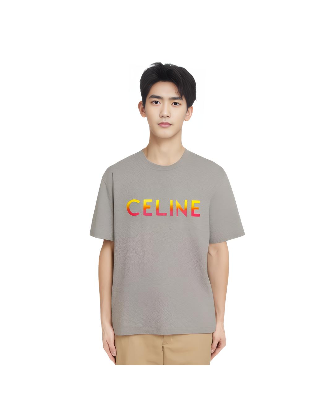CELINE Серая хлопковая футболка, фото 3