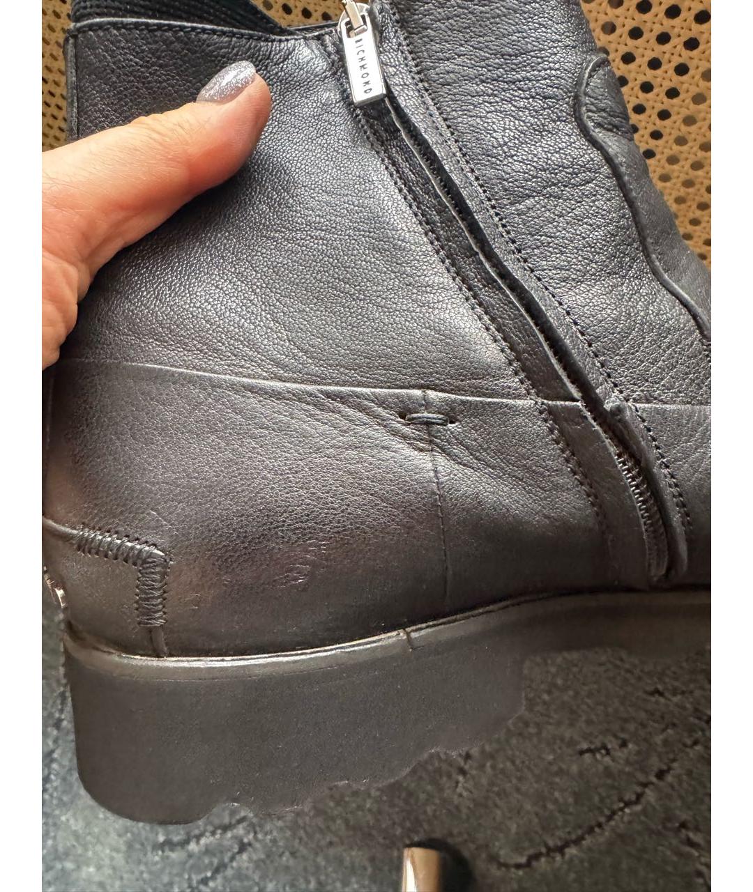 JOHN RICHMOND Черные кожаные высокие ботинки, фото 7