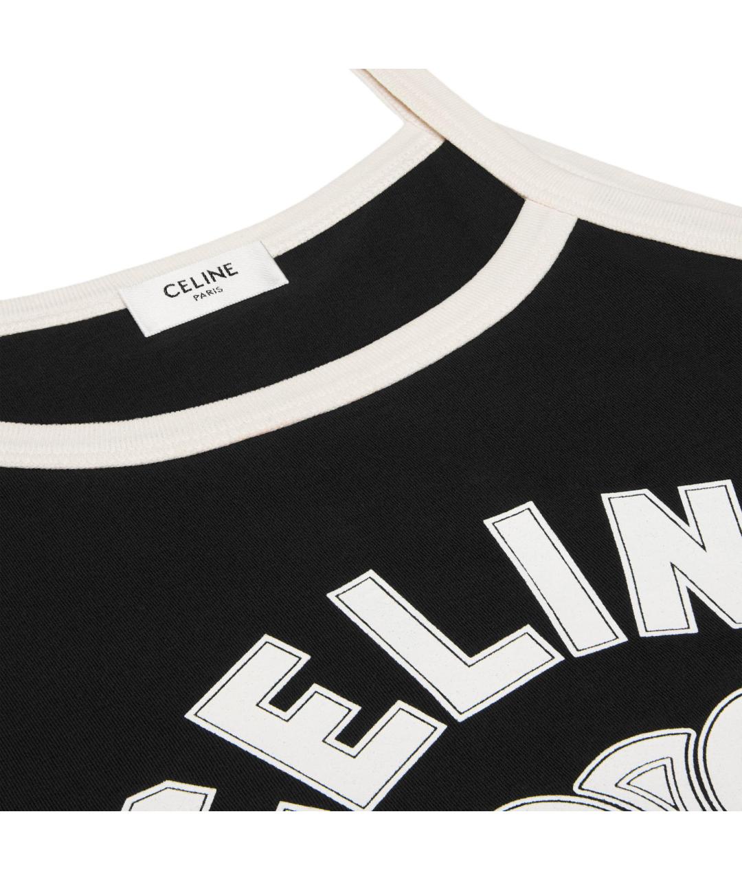CELINE Черная хлопковая майка, фото 4