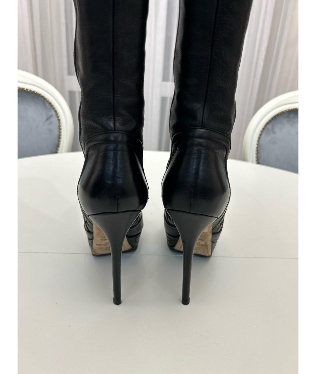 JIMMY CHOO Черные кожаные сапоги, фото 4