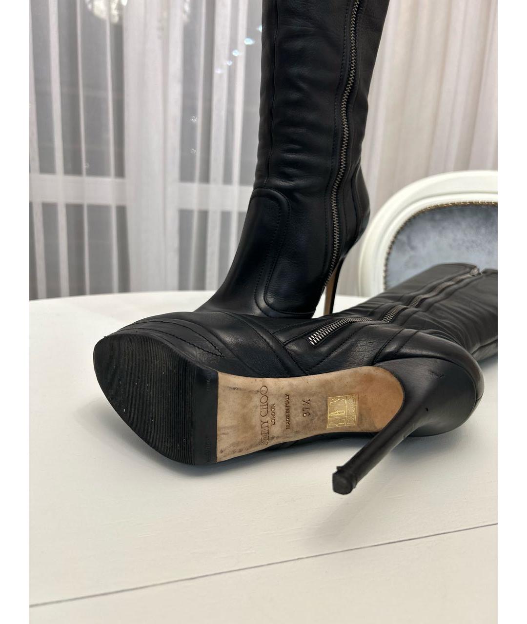 JIMMY CHOO Черные кожаные сапоги, фото 7
