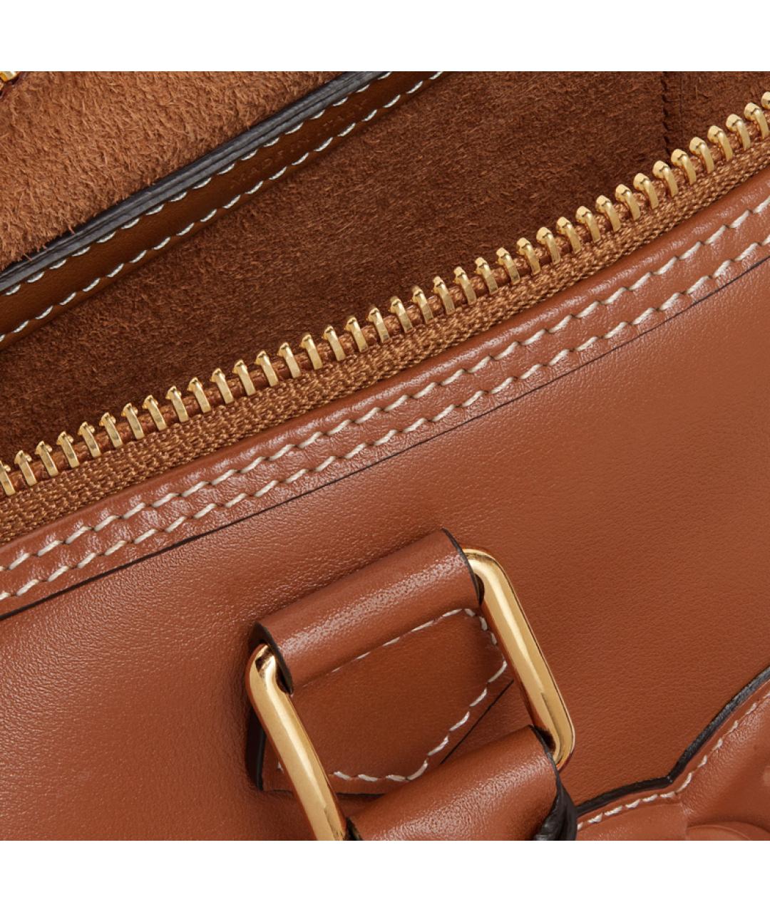 CELINE Коричневая кожаная сумка через плечо, фото 4