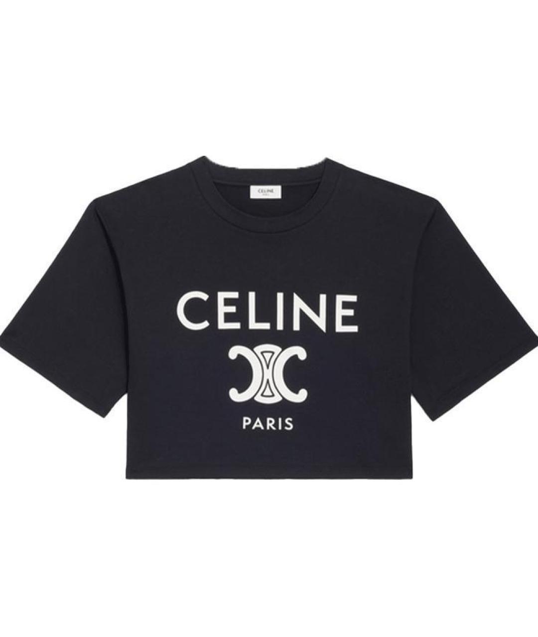 CELINE Черная хлопковая футболка, фото 1