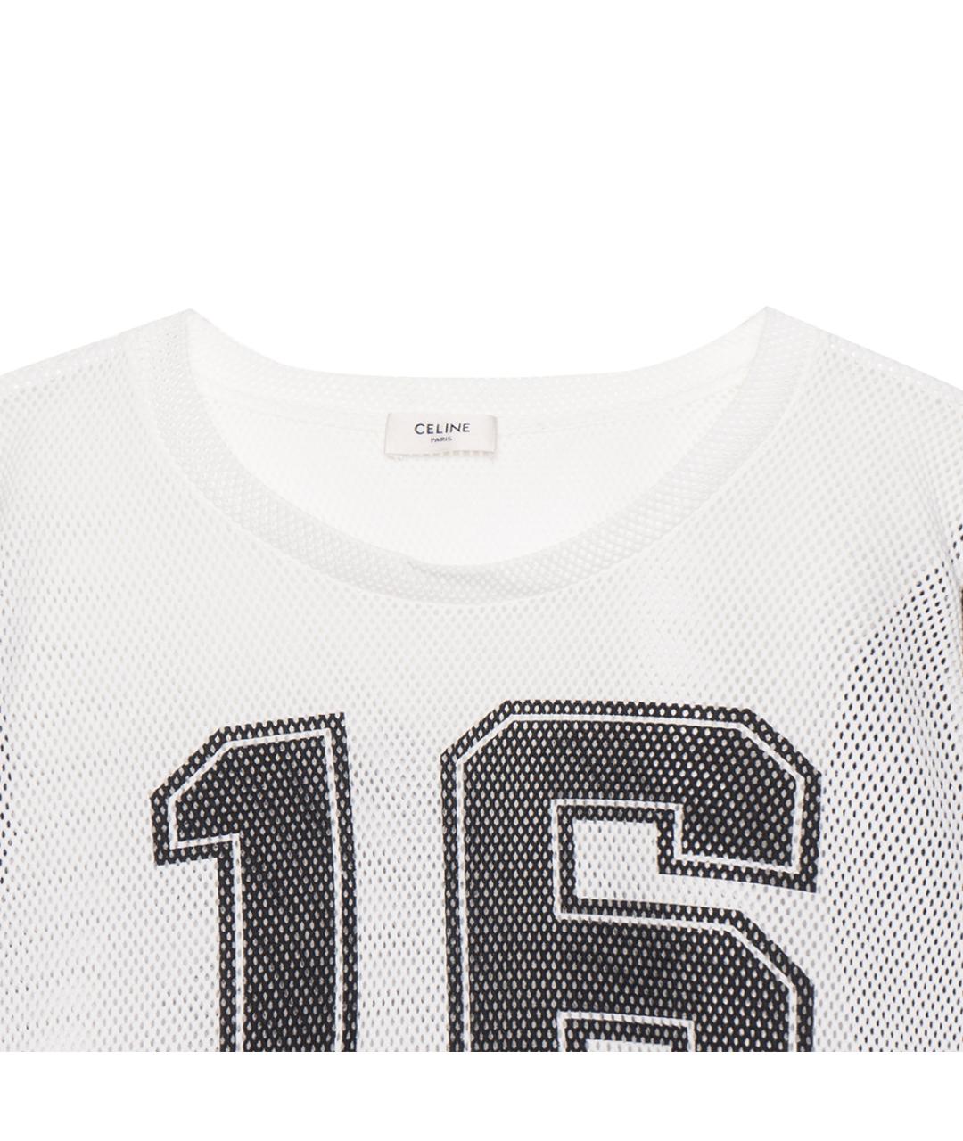 CELINE Белая хлопковая футболка, фото 2
