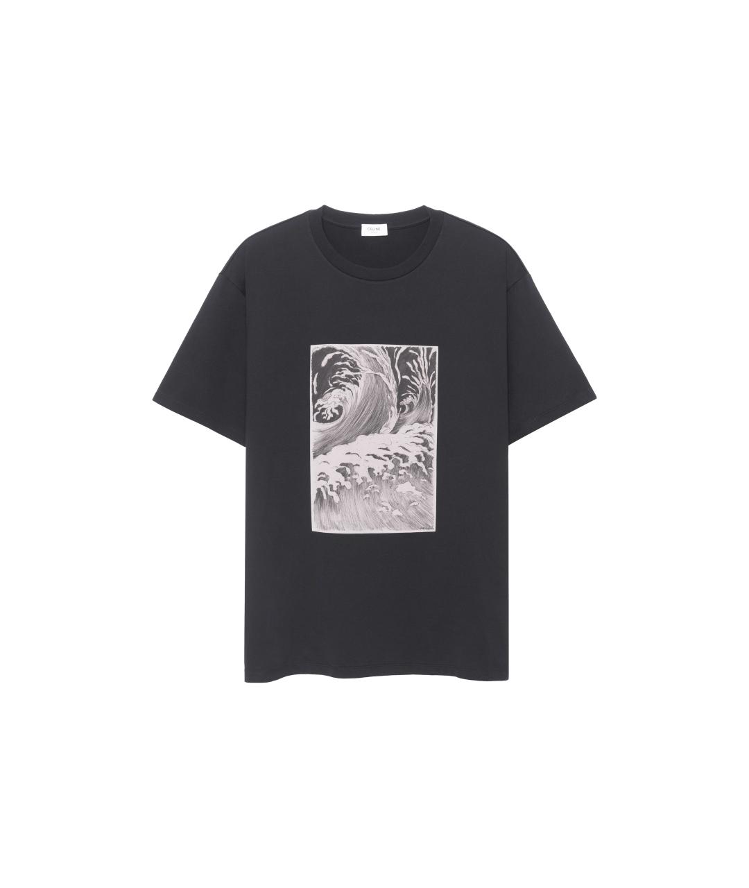 CELINE Черная хлопковая футболка, фото 1