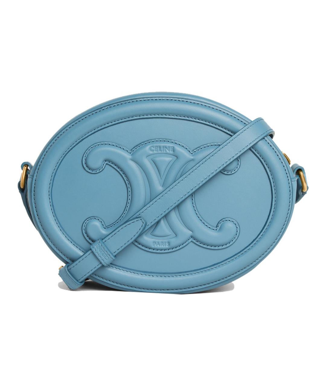 CELINE Голубая кожаная сумка через плечо, фото 3