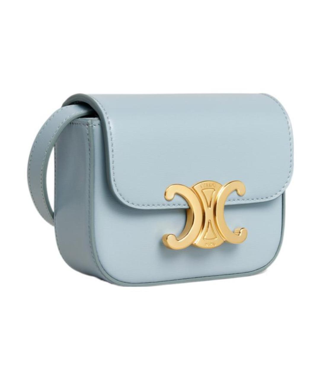 CELINE Голубая кожаная сумка через плечо, фото 2