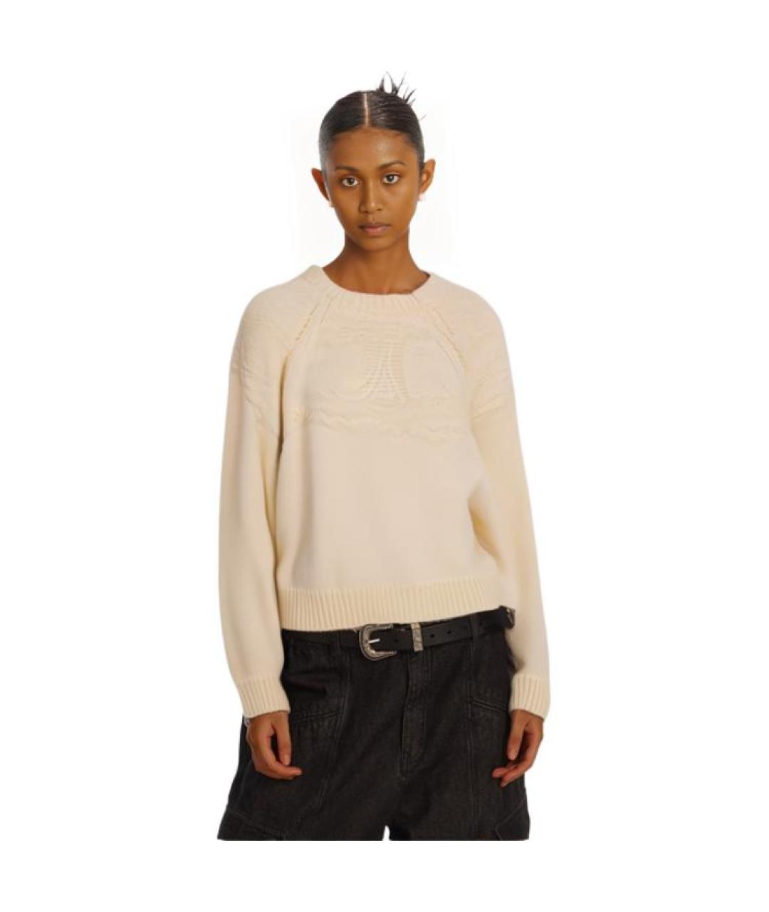 CELINE Бежевый шерстяной джемпер / свитер, фото 6