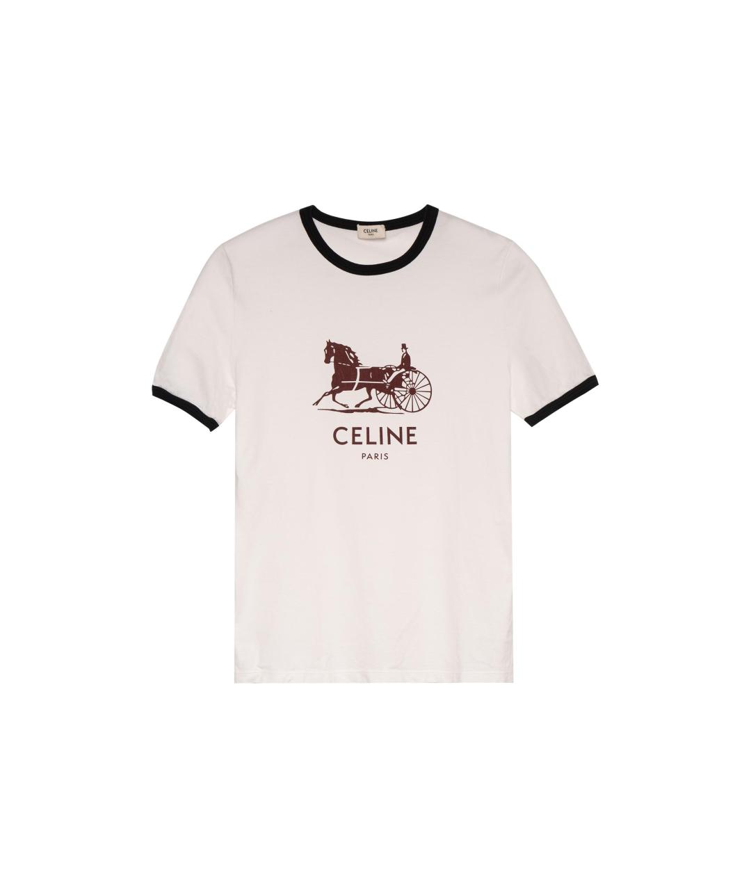 CELINE Белая хлопковая футболка, фото 1
