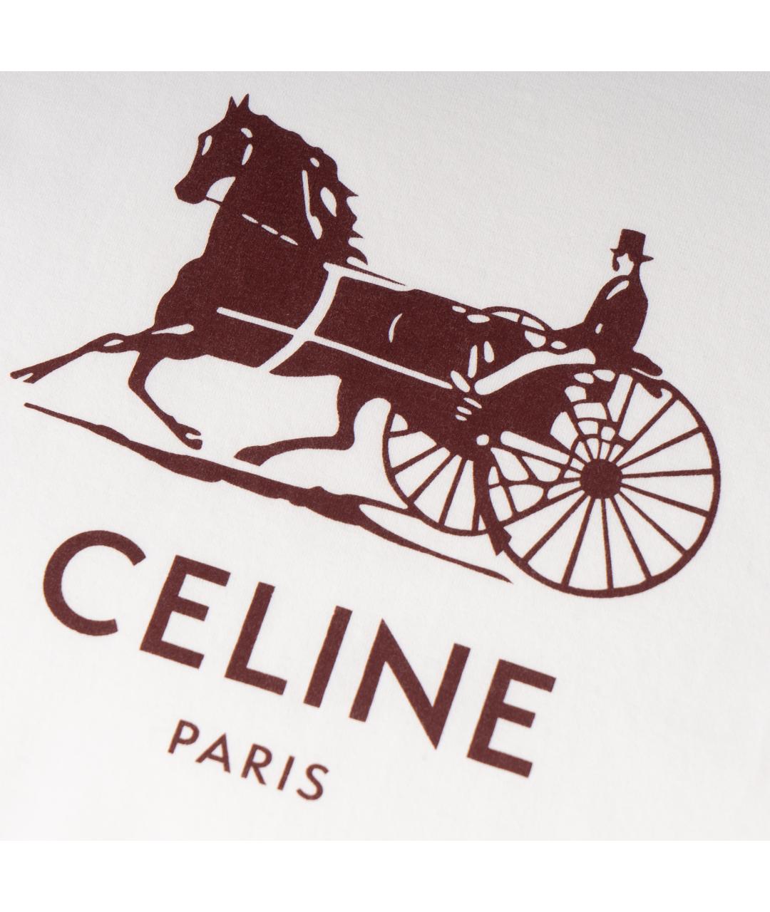 CELINE Белая хлопковая футболка, фото 4