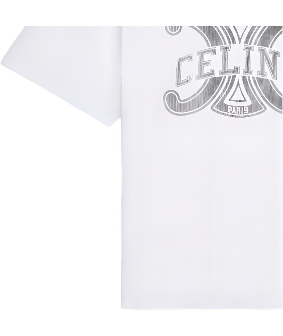CELINE Белая хлопковая футболка, фото 4