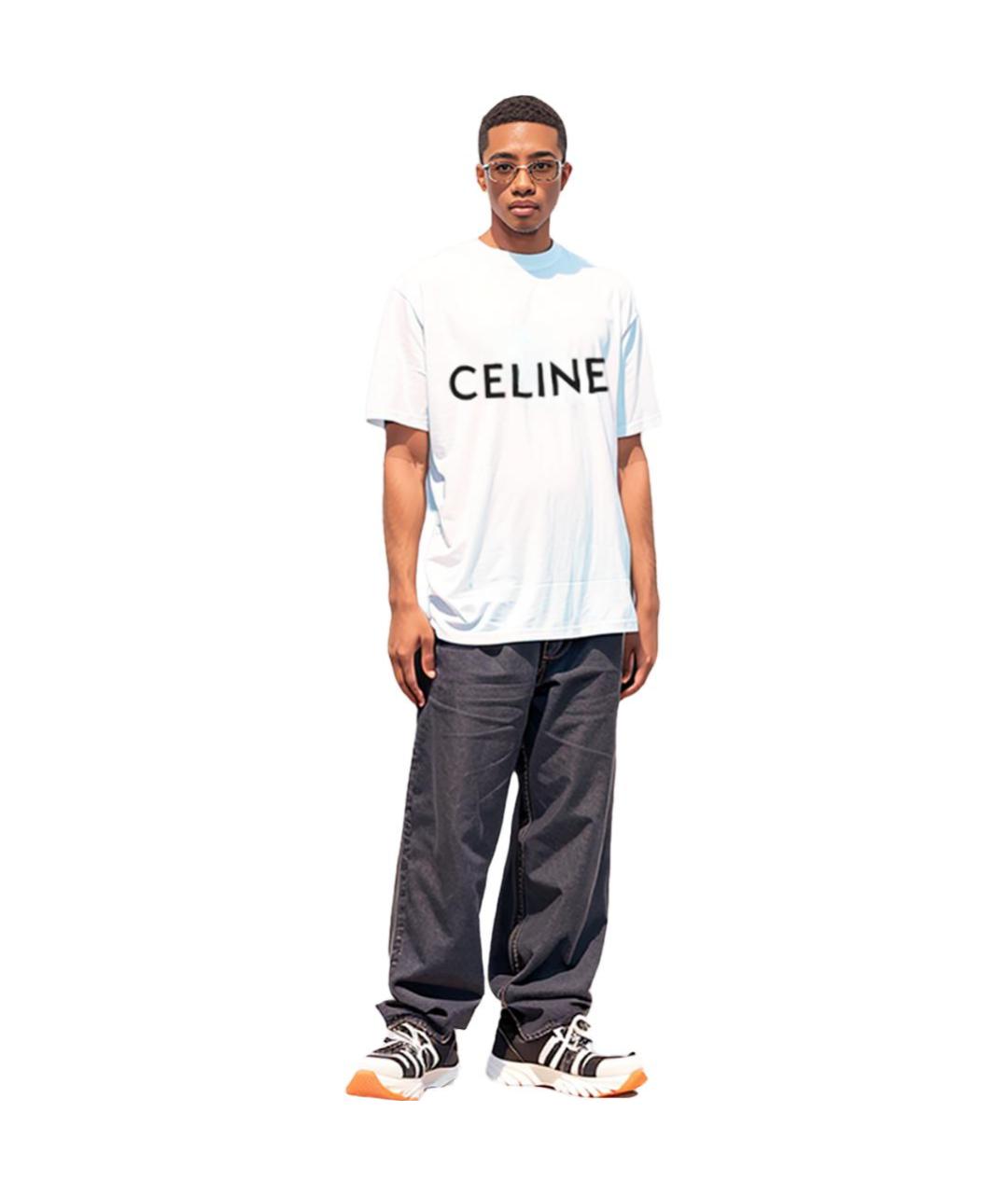 CELINE Белая хлопковая футболка, фото 3