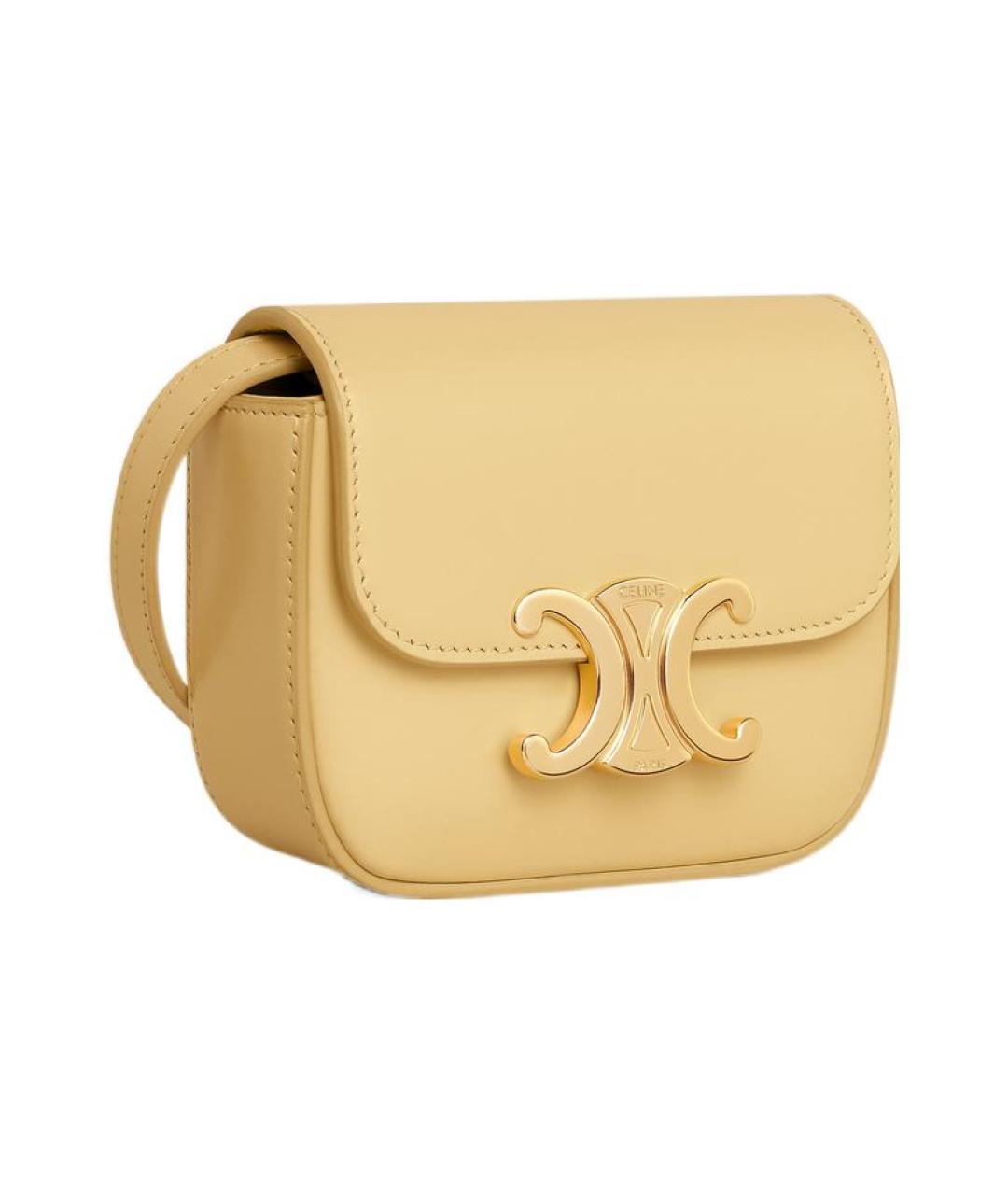 CELINE Желтая кожаная сумка через плечо, фото 2