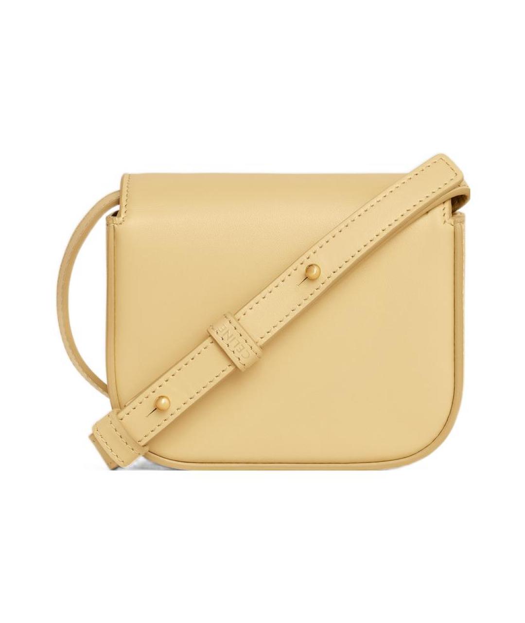 CELINE Желтая кожаная сумка через плечо, фото 3