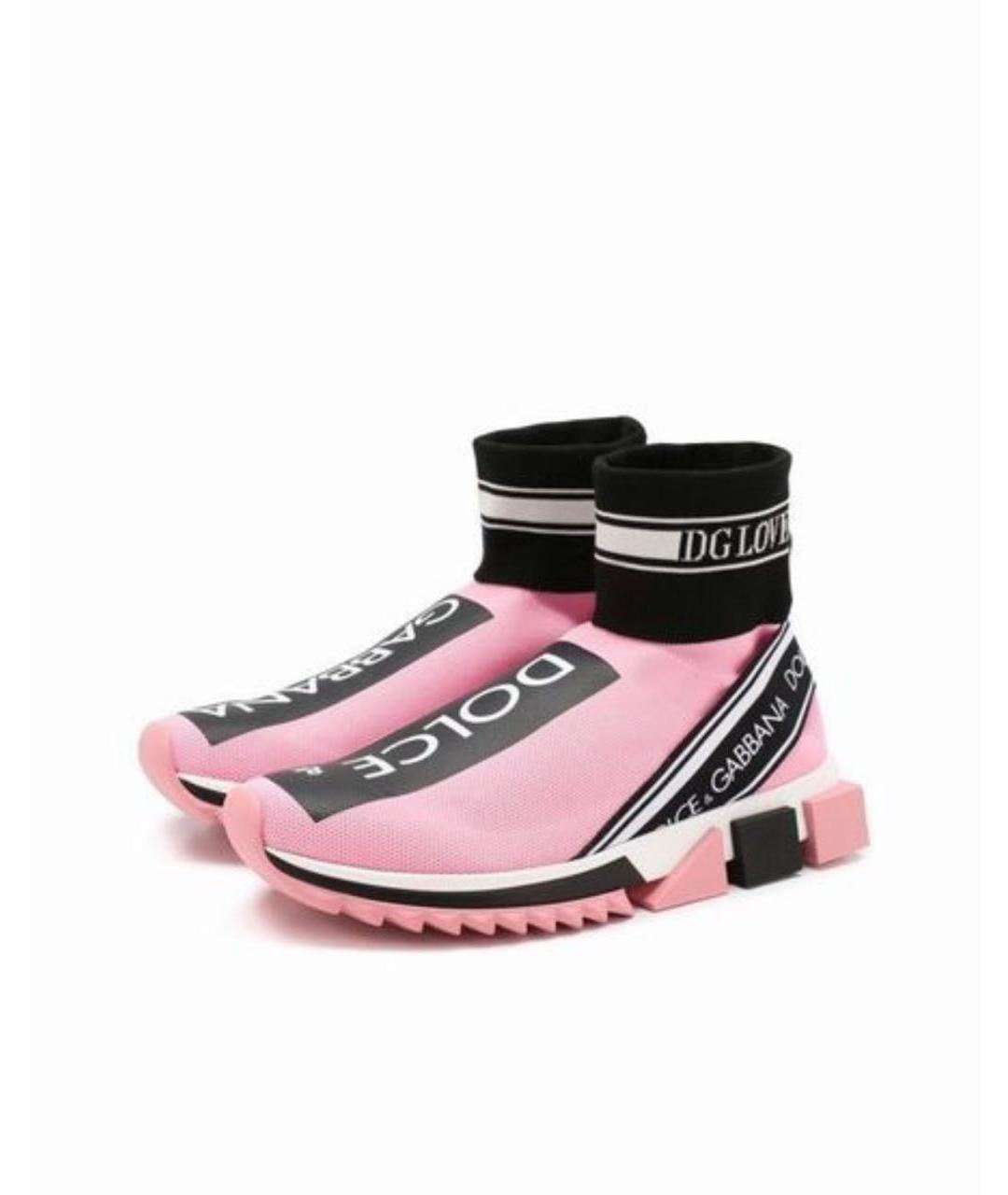 DOLCE&GABBANA Розовые текстильные кроссовки, фото 5