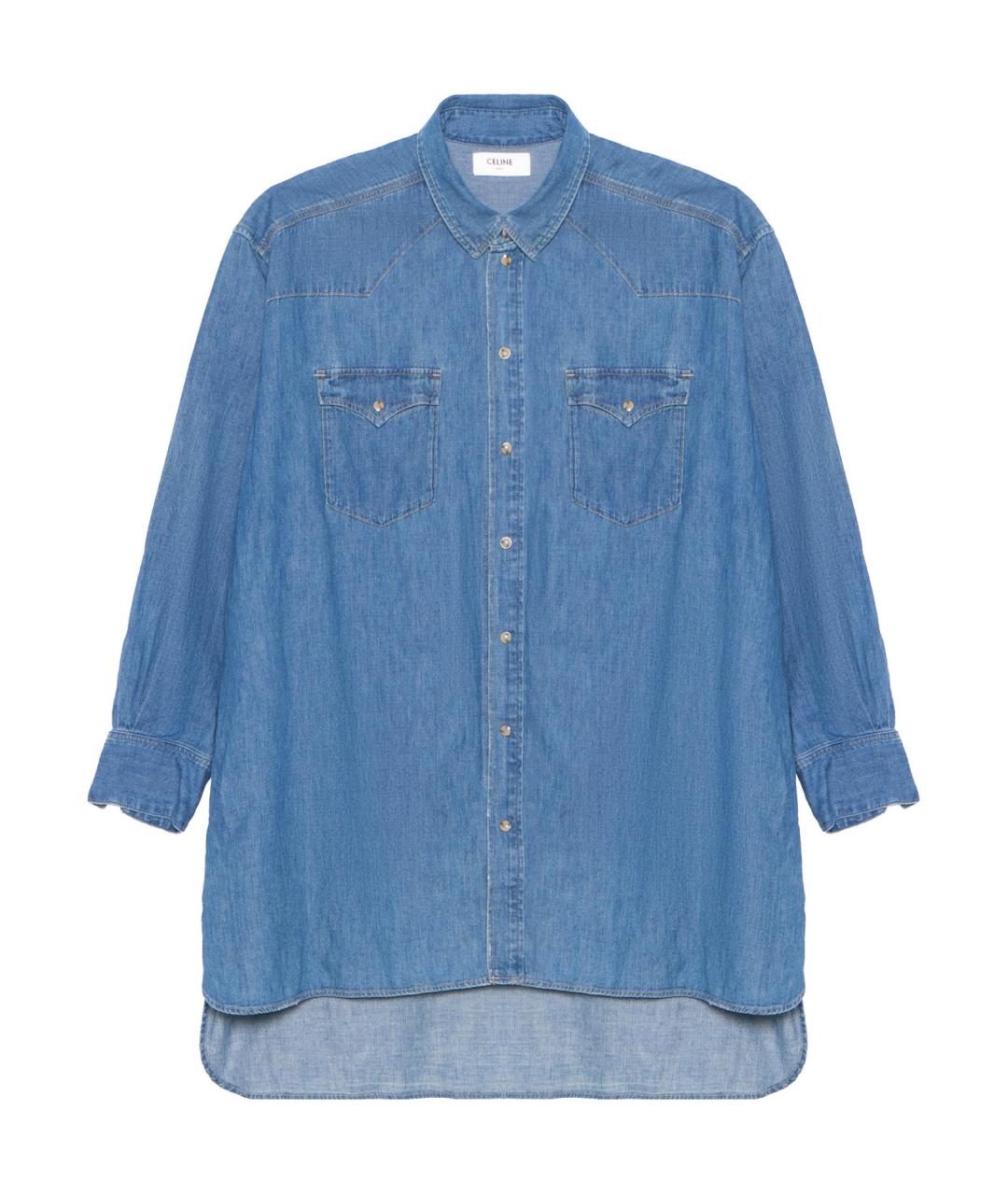 CELINE Синяя хлопковая кэжуал рубашка, фото 1