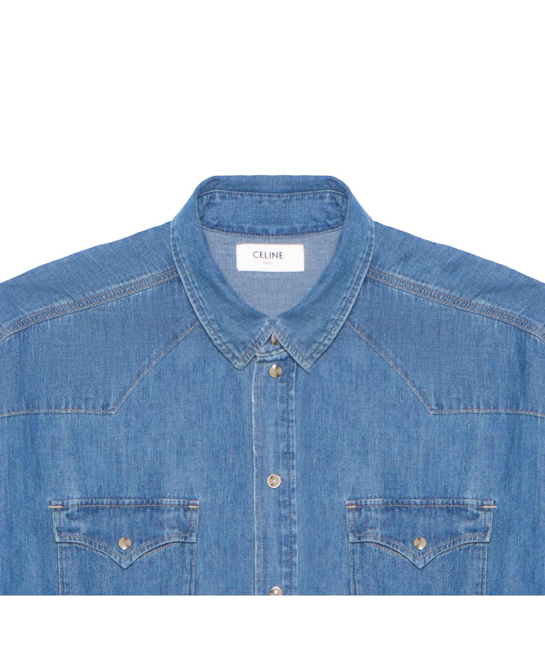CELINE Синяя хлопковая кэжуал рубашка, фото 3