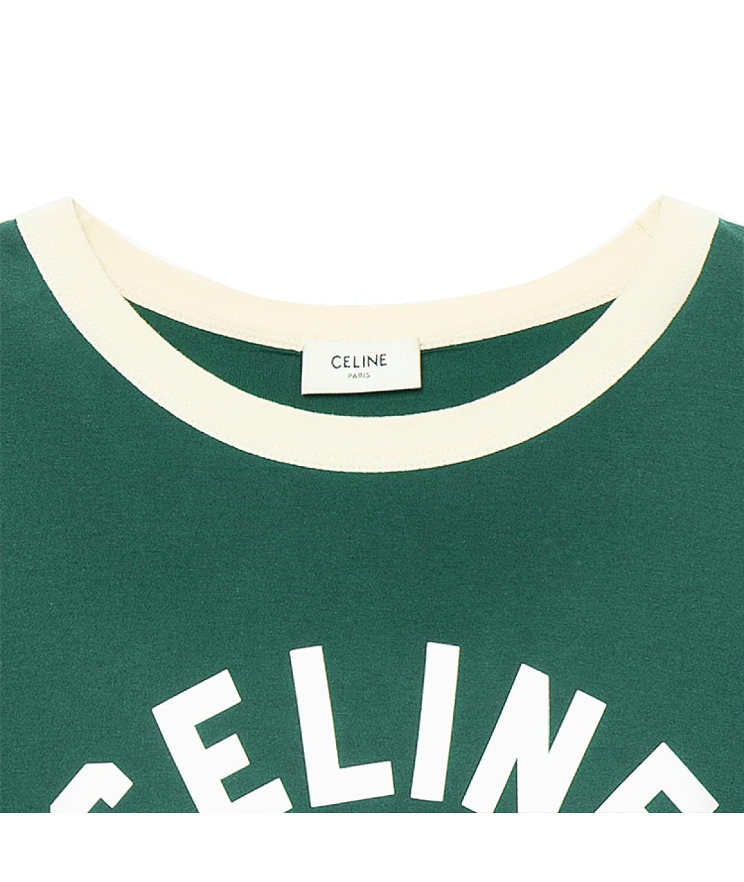 CELINE Зеленая хлопковая футболка, фото 4