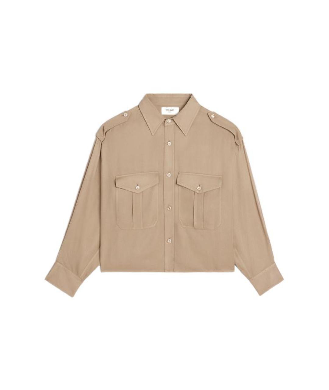 CELINE Бежевая вискозная рубашка, фото 1
