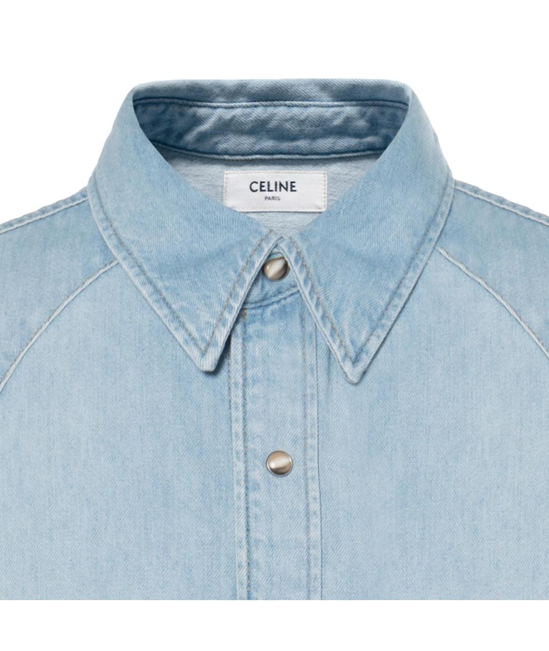 CELINE Голубая хлопковая кэжуал рубашка, фото 4