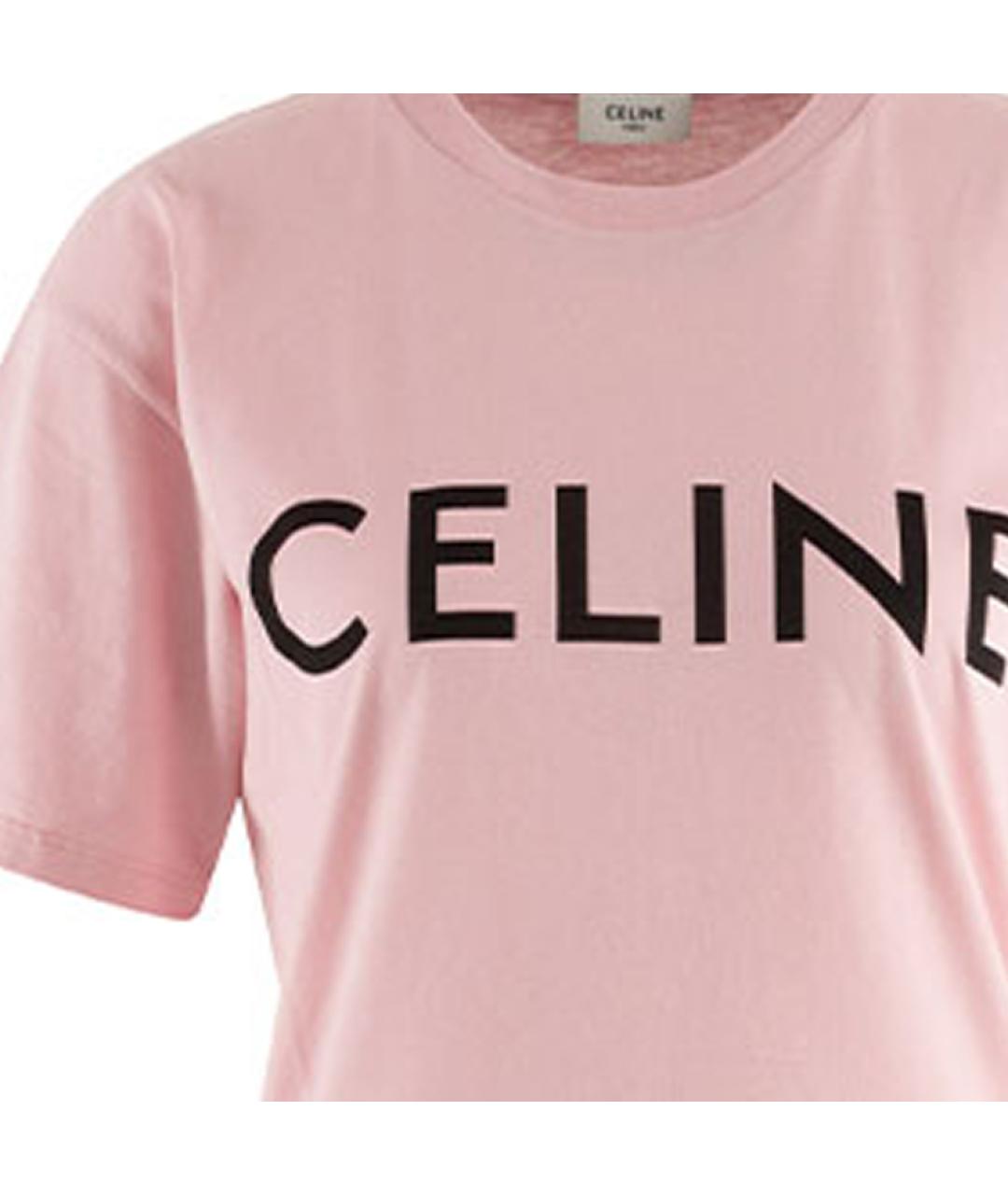 CELINE Розовая хлопковая футболка, фото 4