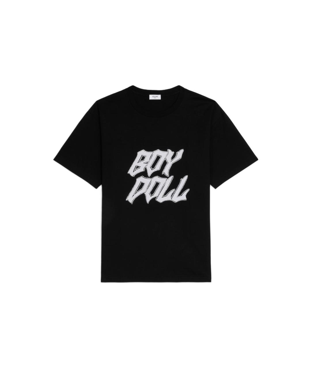 CELINE Черная хлопковая футболка, фото 1