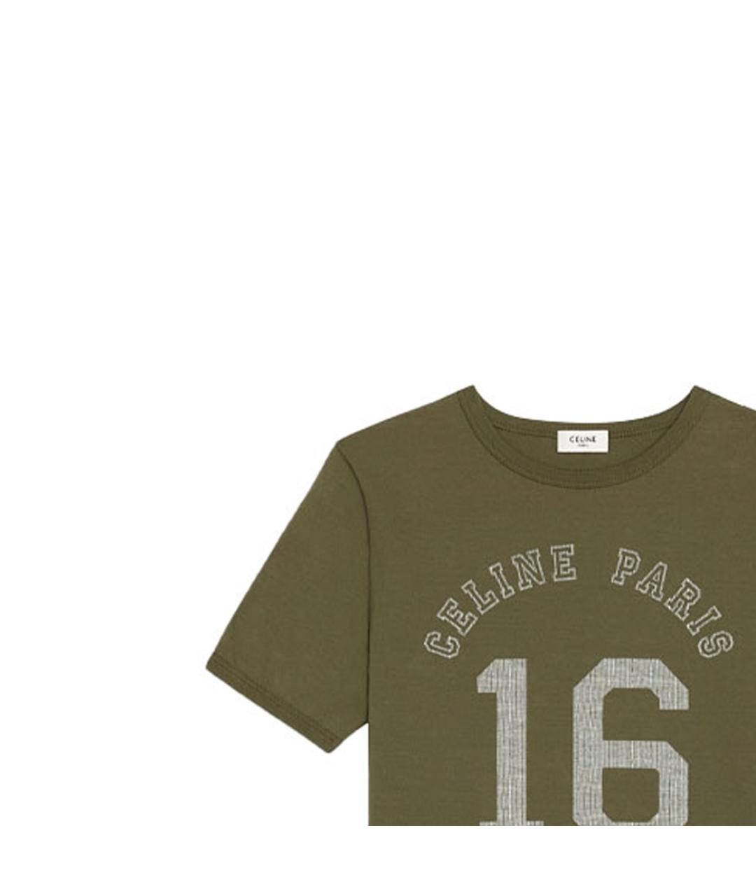 CELINE Хаки хлопковая футболка, фото 5
