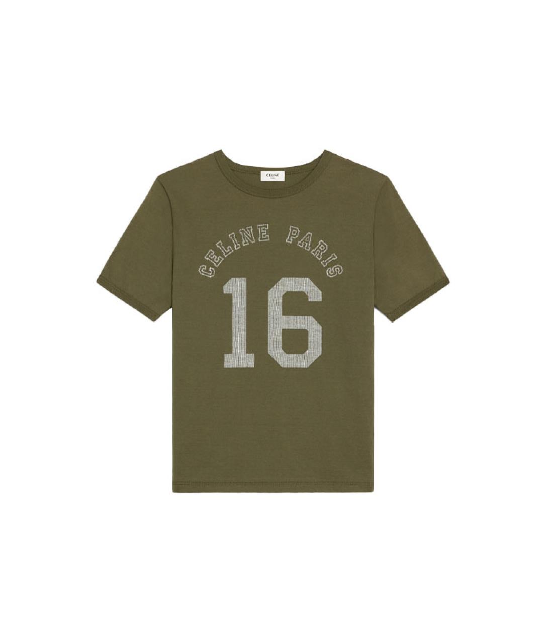 CELINE Хаки хлопковая футболка, фото 1