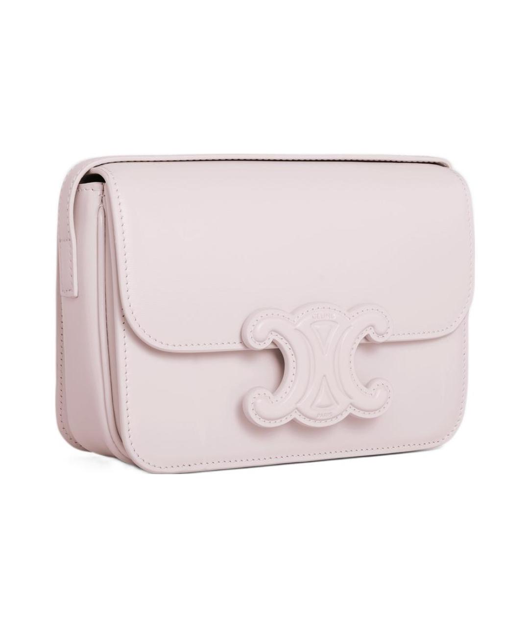 CELINE Розовая кожаная сумка через плечо, фото 2