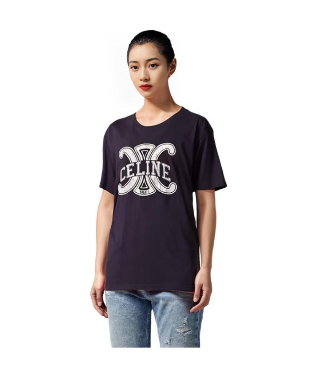 CELINE Черная хлопковая футболка, фото 4