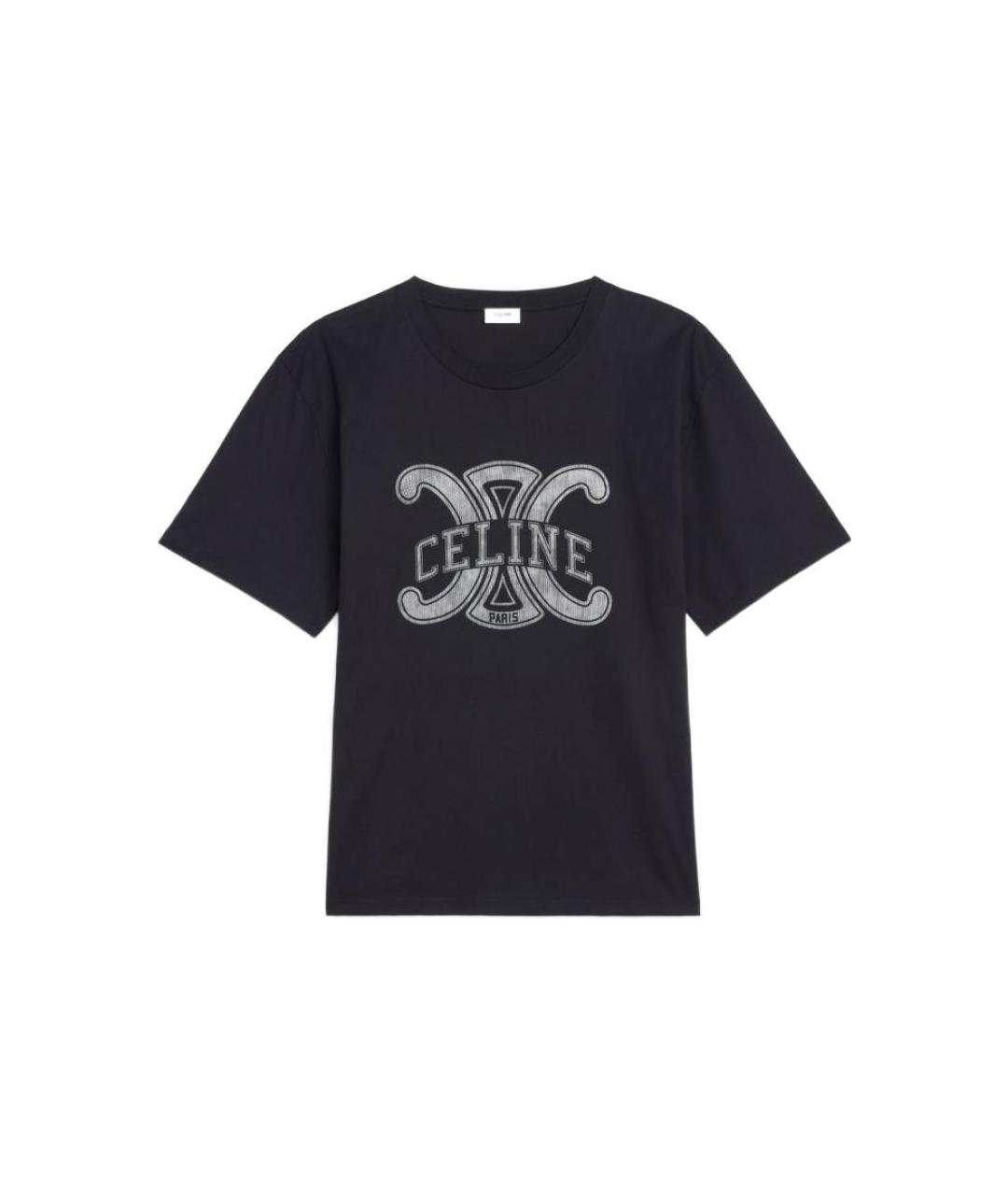 CELINE Черная хлопковая футболка, фото 1