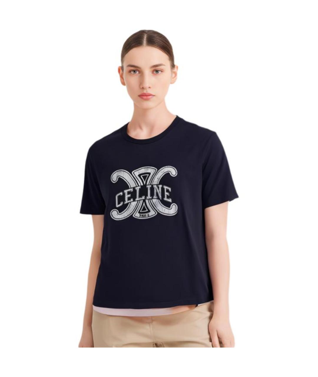 CELINE Черная хлопковая футболка, фото 3