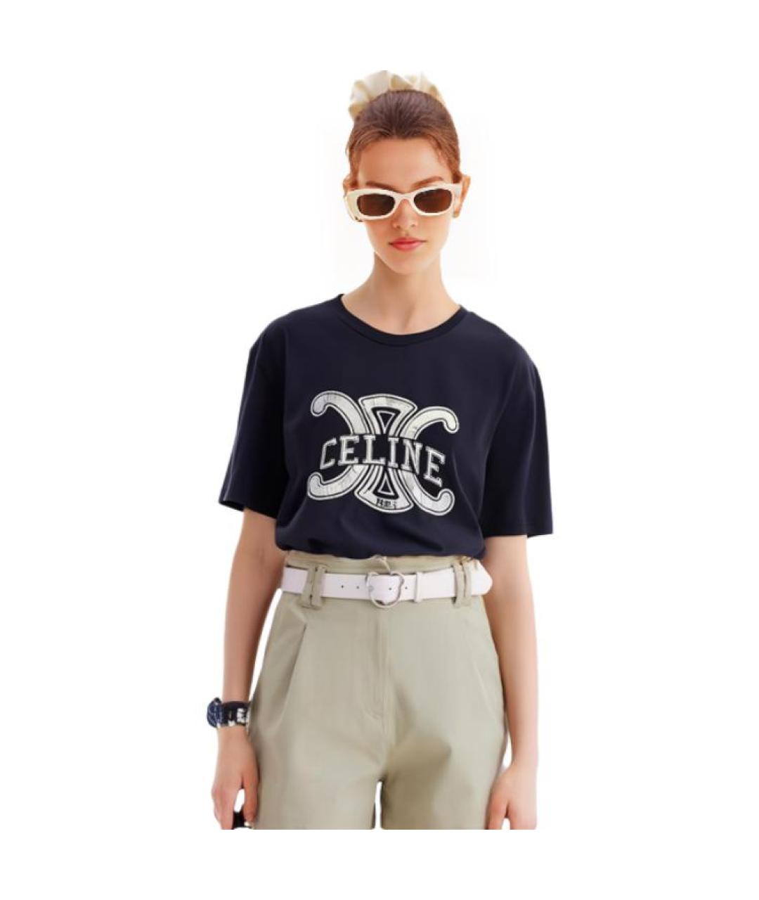 CELINE Черная хлопковая футболка, фото 6