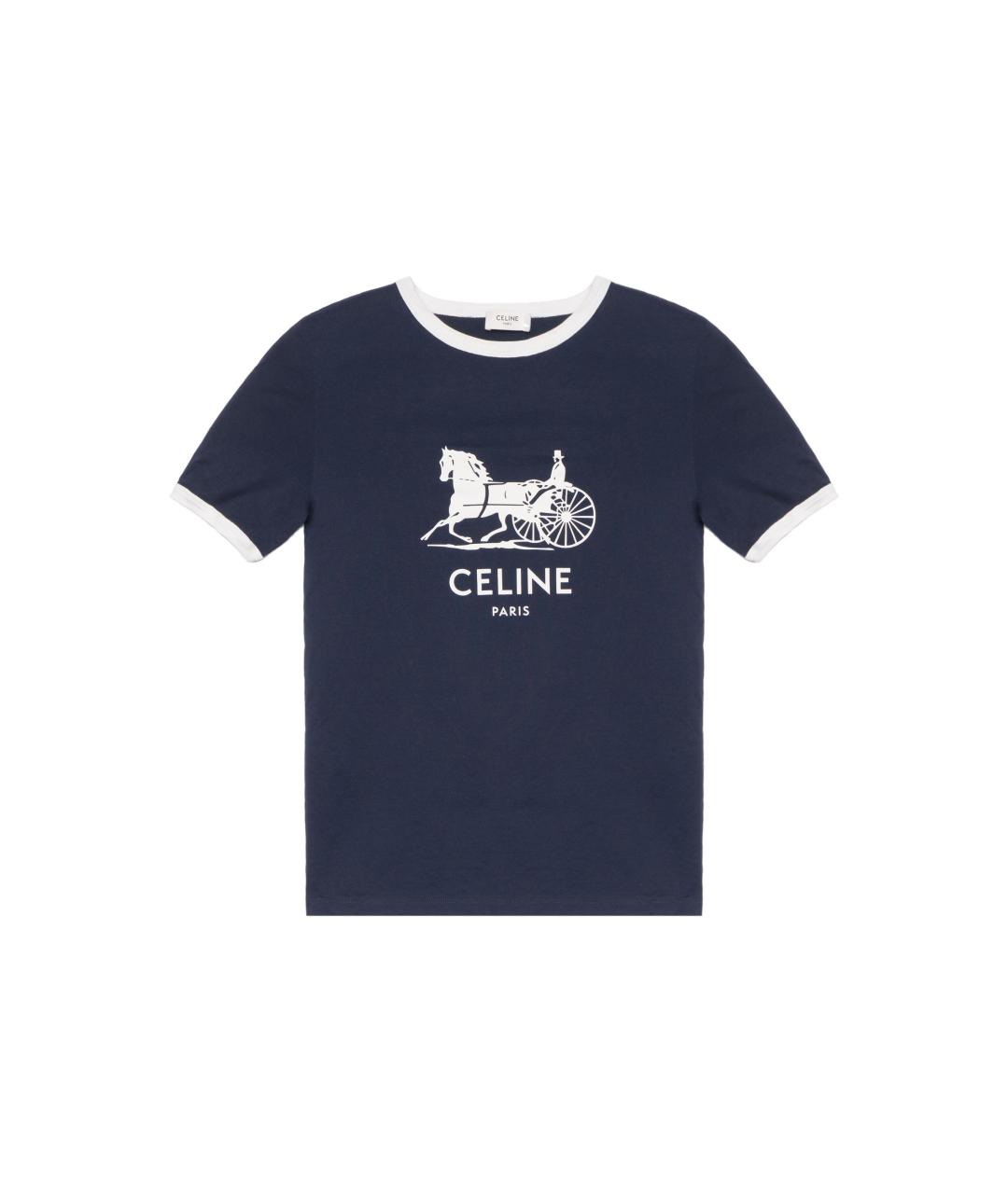 CELINE Синяя хлопковая футболка, фото 1
