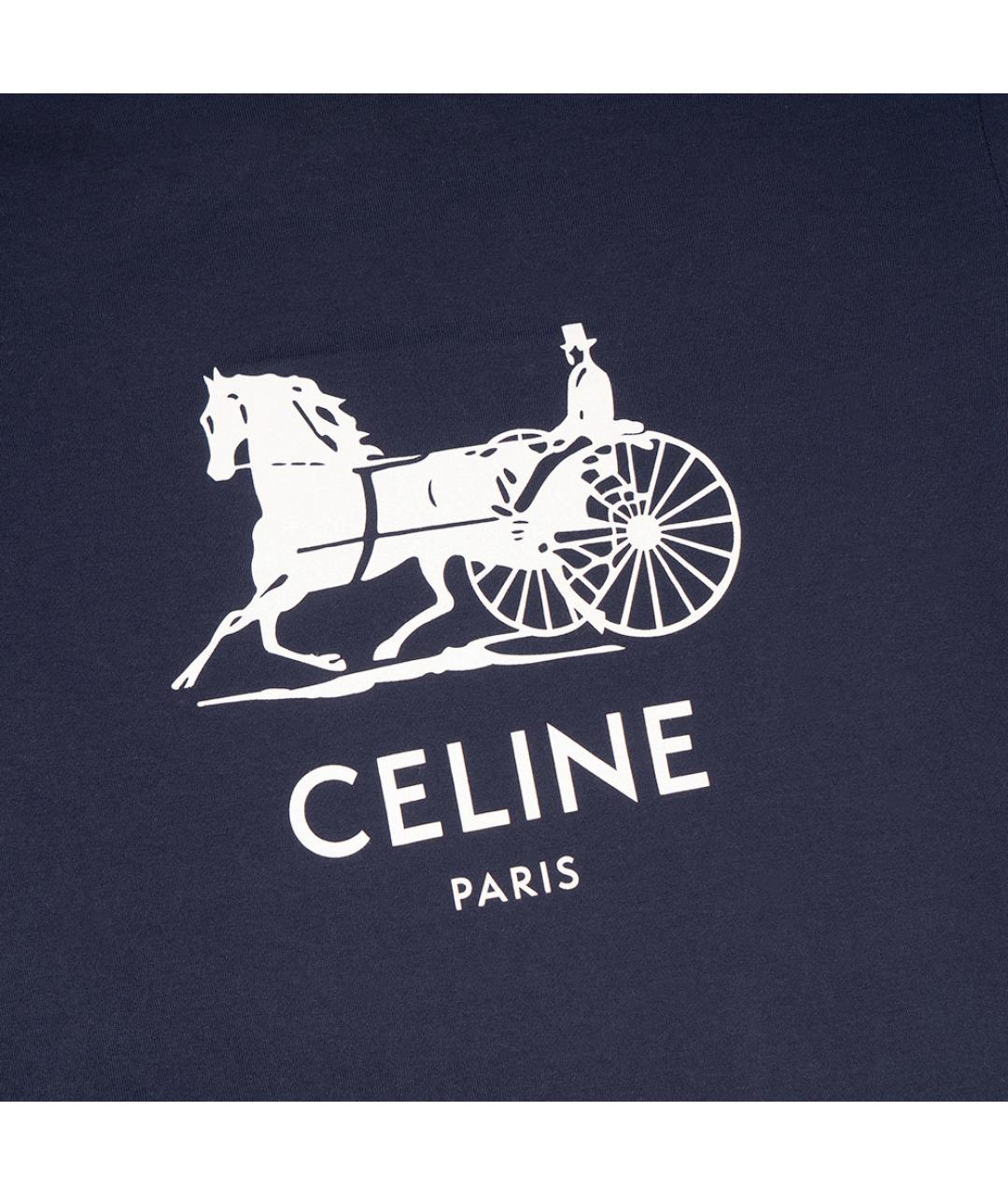 CELINE Синяя хлопковая футболка, фото 6