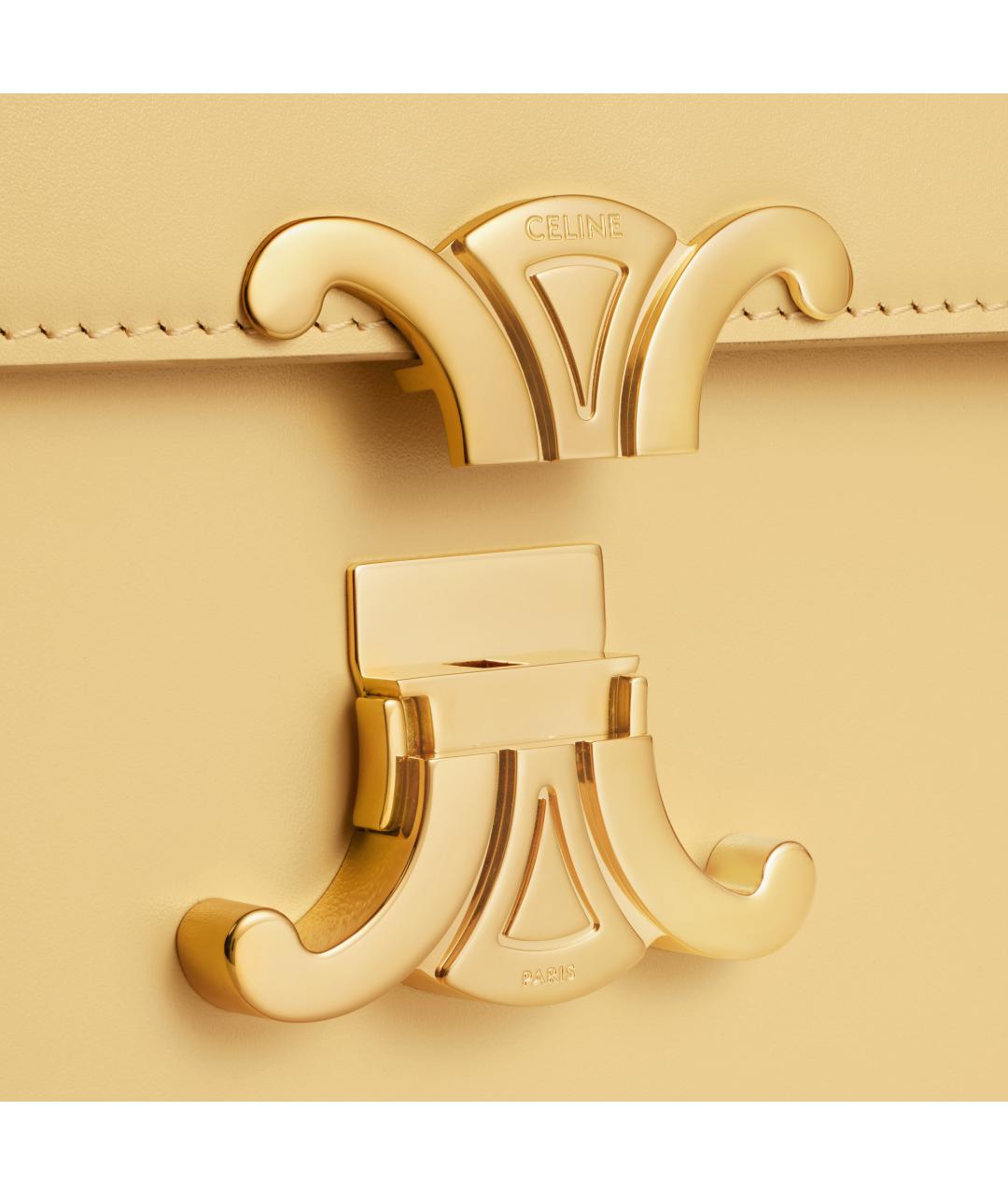 CELINE Желтая кожаная сумка через плечо, фото 5