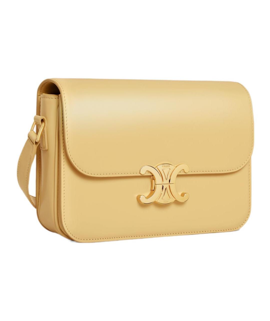 CELINE Желтая кожаная сумка через плечо, фото 2