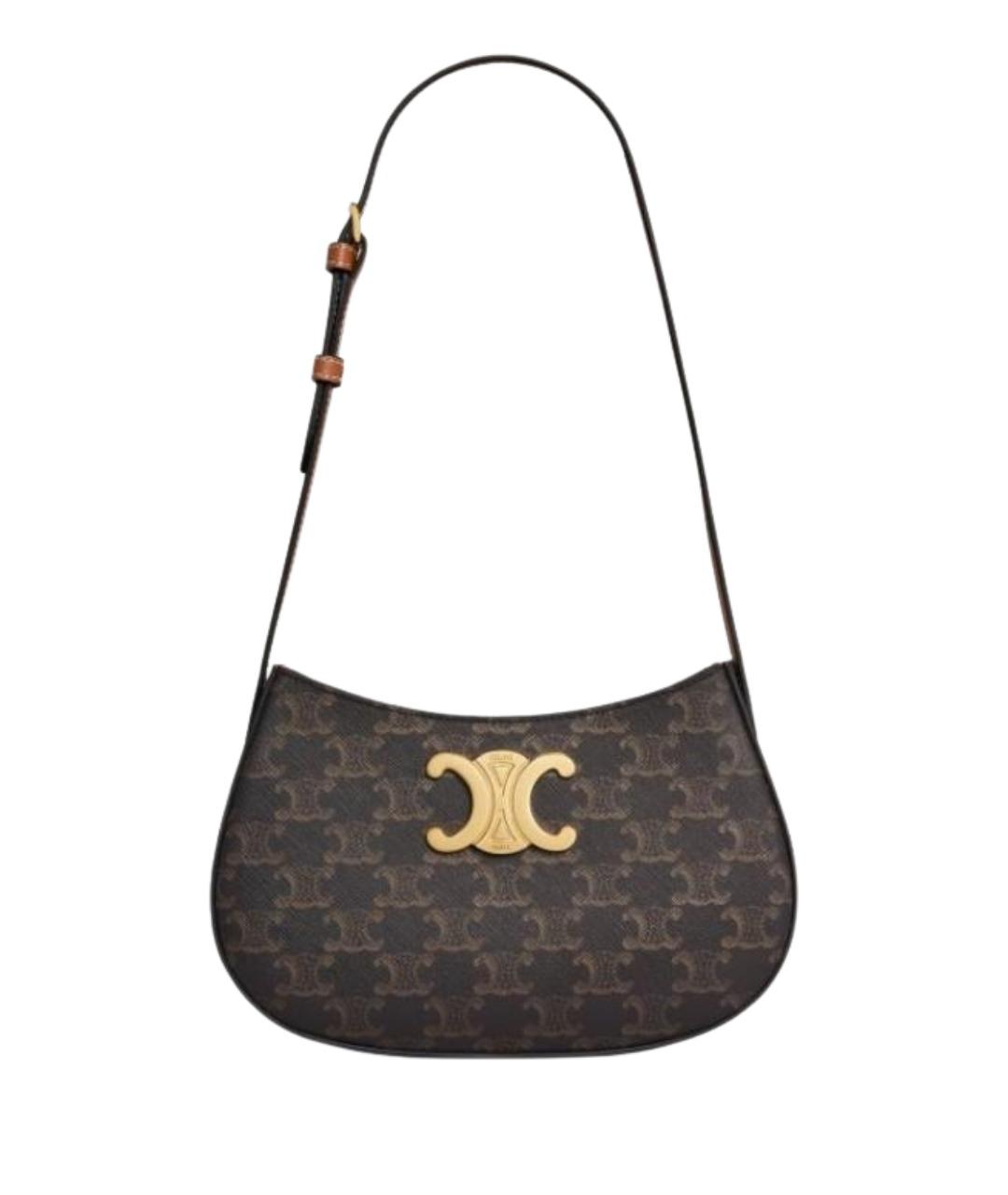 CELINE Коричневая кожаная сумка через плечо, фото 1