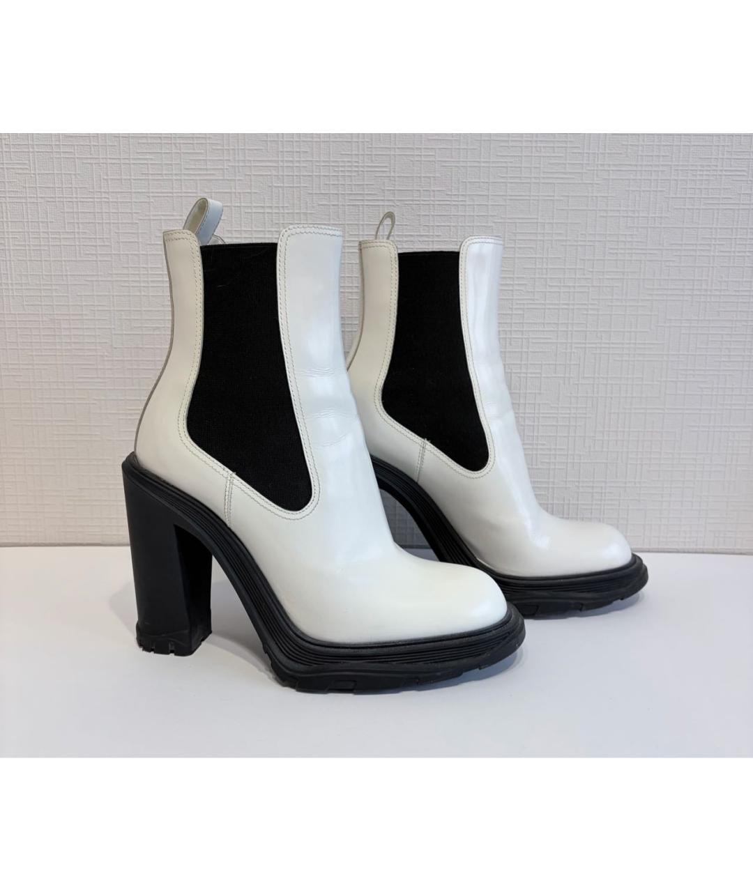 ALEXANDER MCQUEEN Белые кожаные полусапоги, фото 2