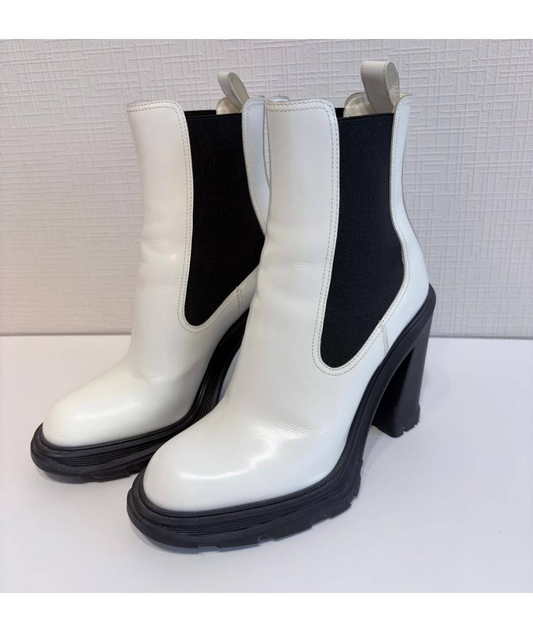 ALEXANDER MCQUEEN Белые кожаные полусапоги, фото 7