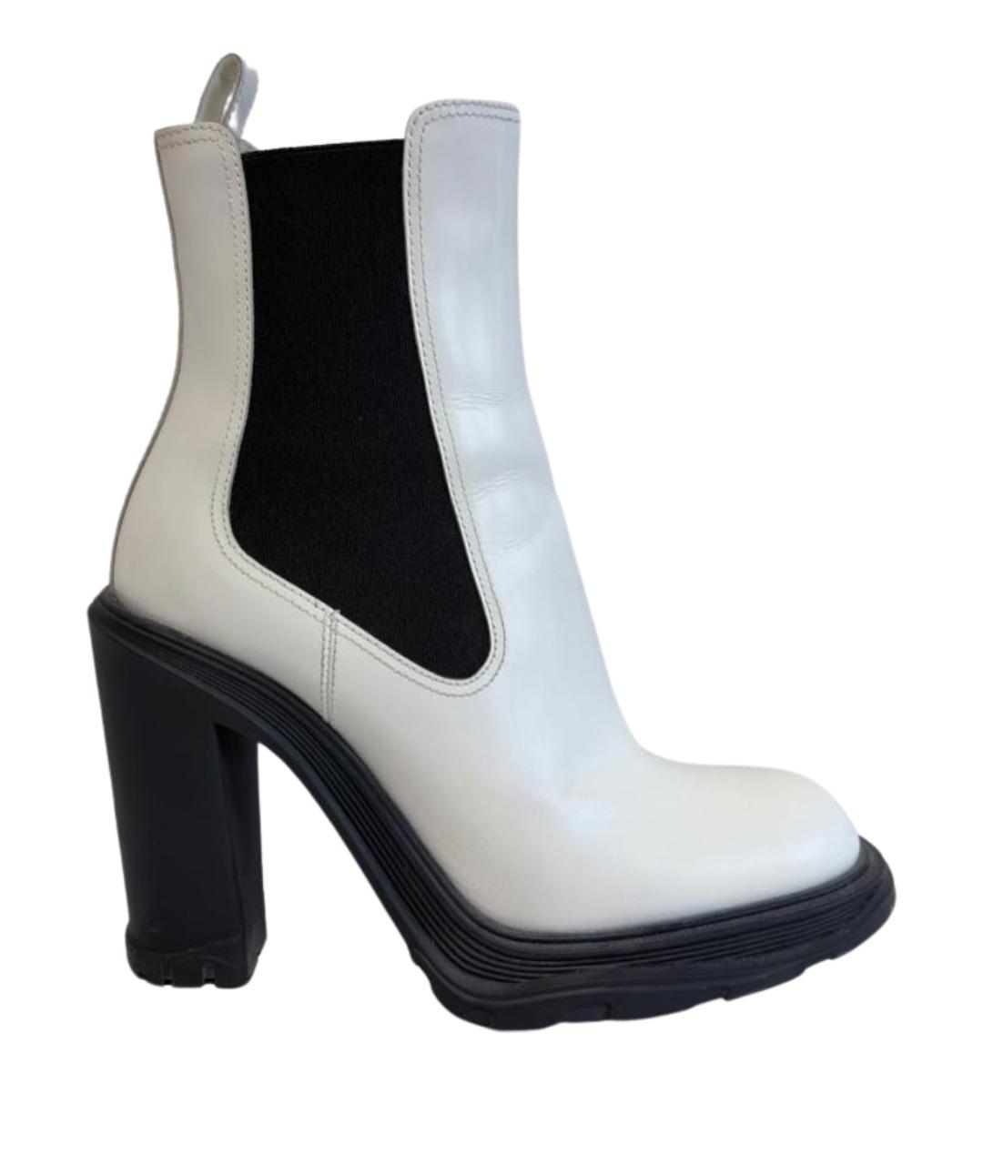 ALEXANDER MCQUEEN Белые кожаные полусапоги, фото 1