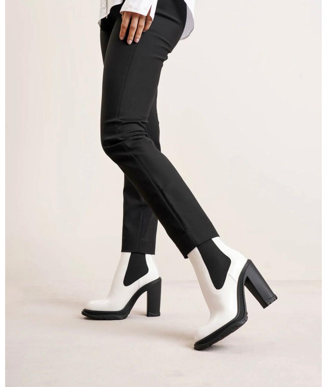 ALEXANDER MCQUEEN Белые кожаные полусапоги, фото 3