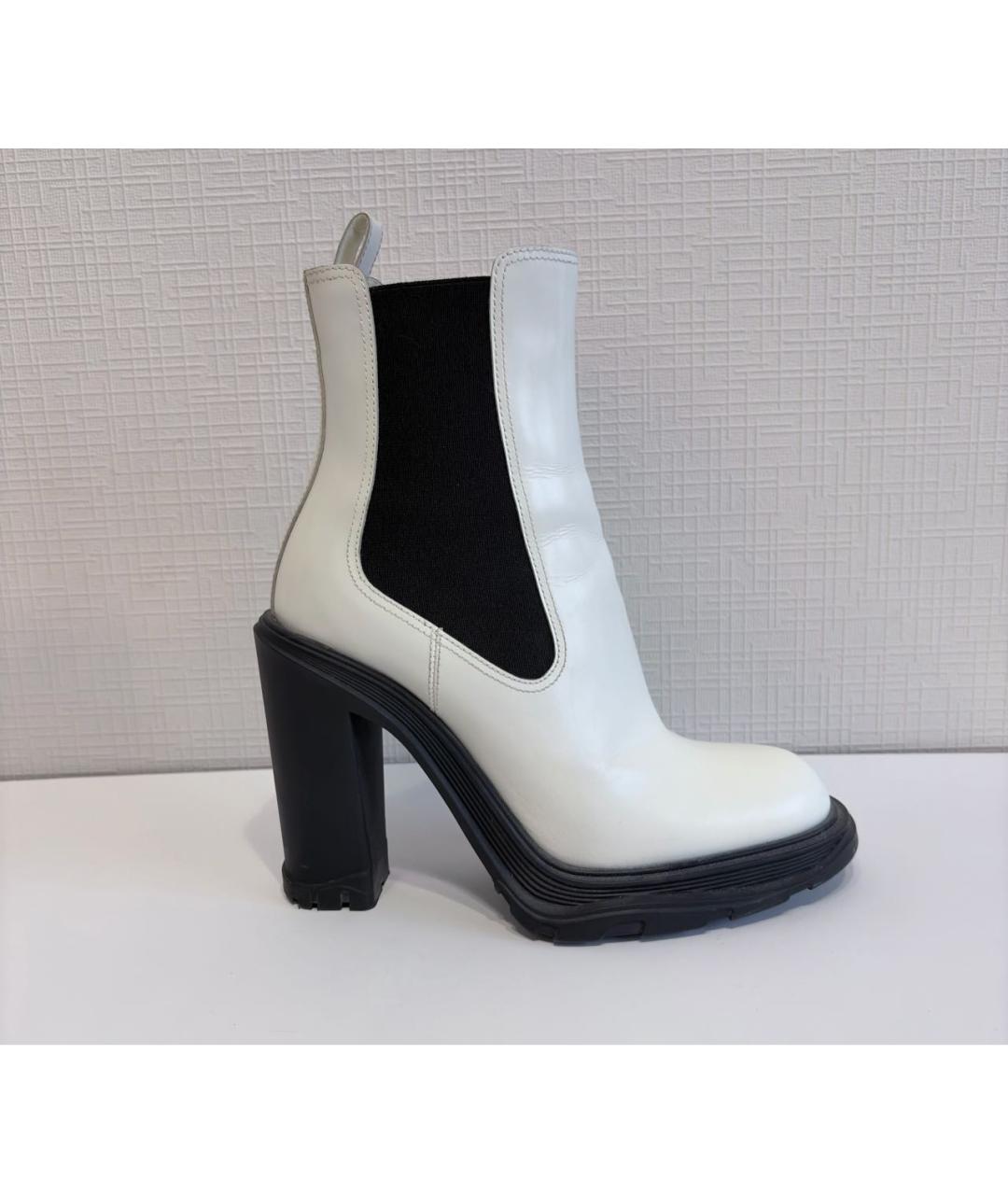 ALEXANDER MCQUEEN Белые кожаные полусапоги, фото 8