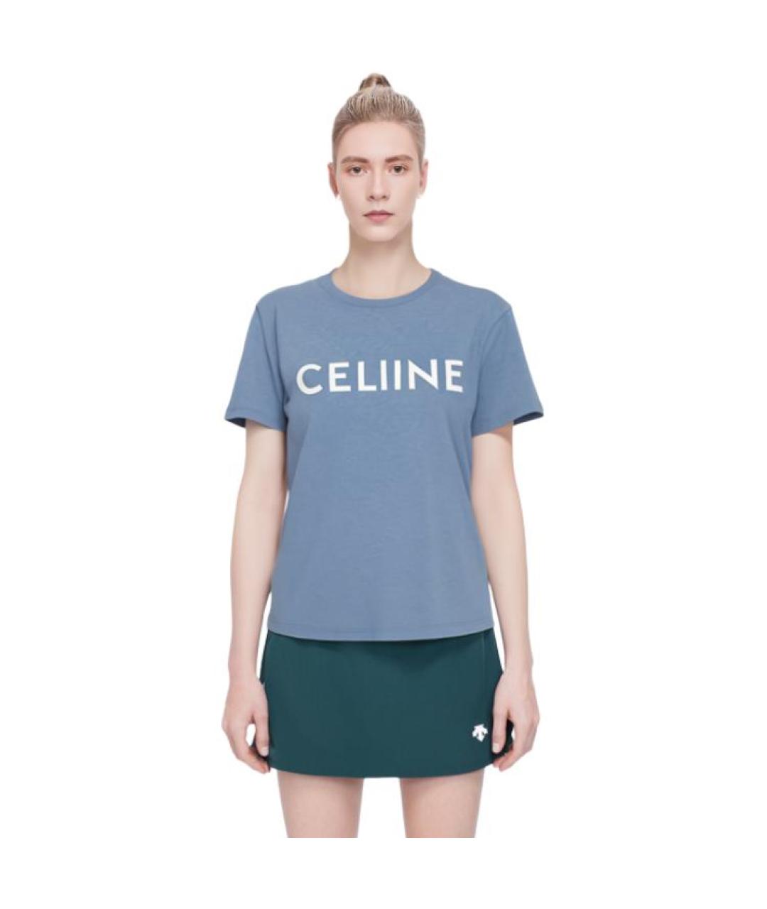 CELINE Синяя хлопковая футболка, фото 9