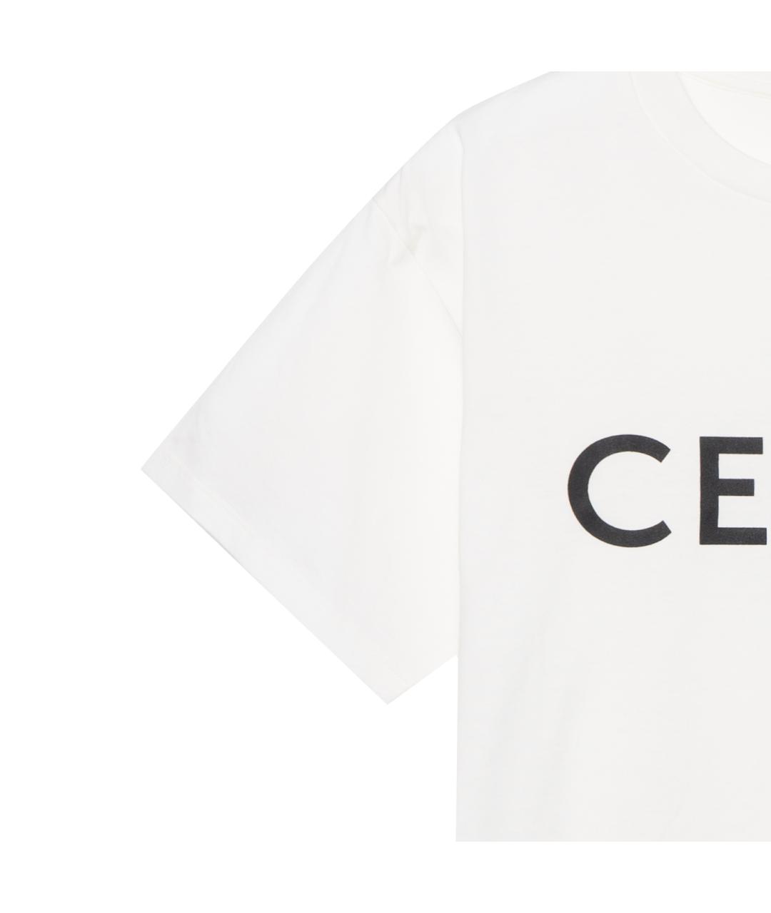 CELINE Белая хлопковая футболка, фото 7