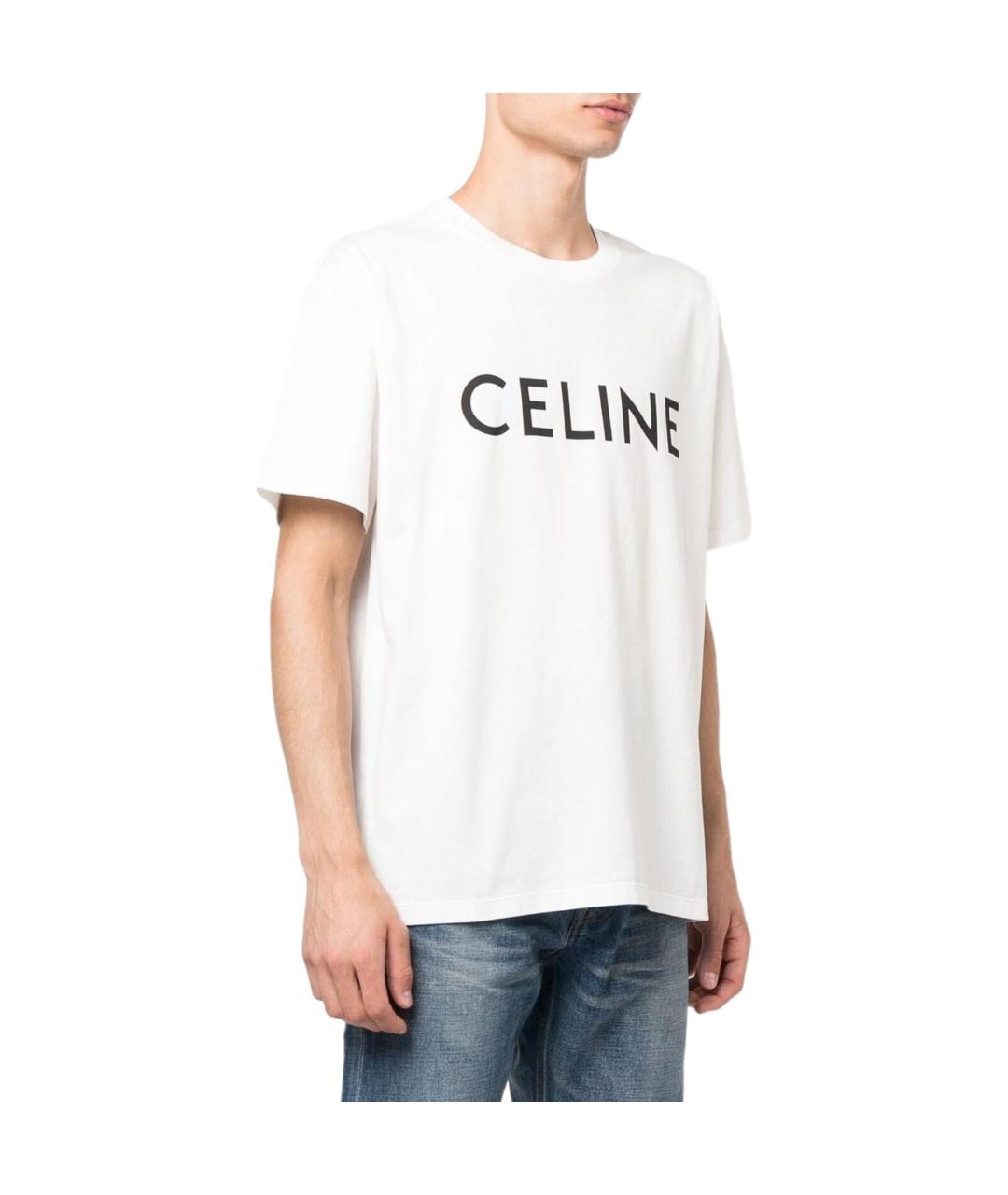 CELINE Белая хлопковая футболка, фото 3