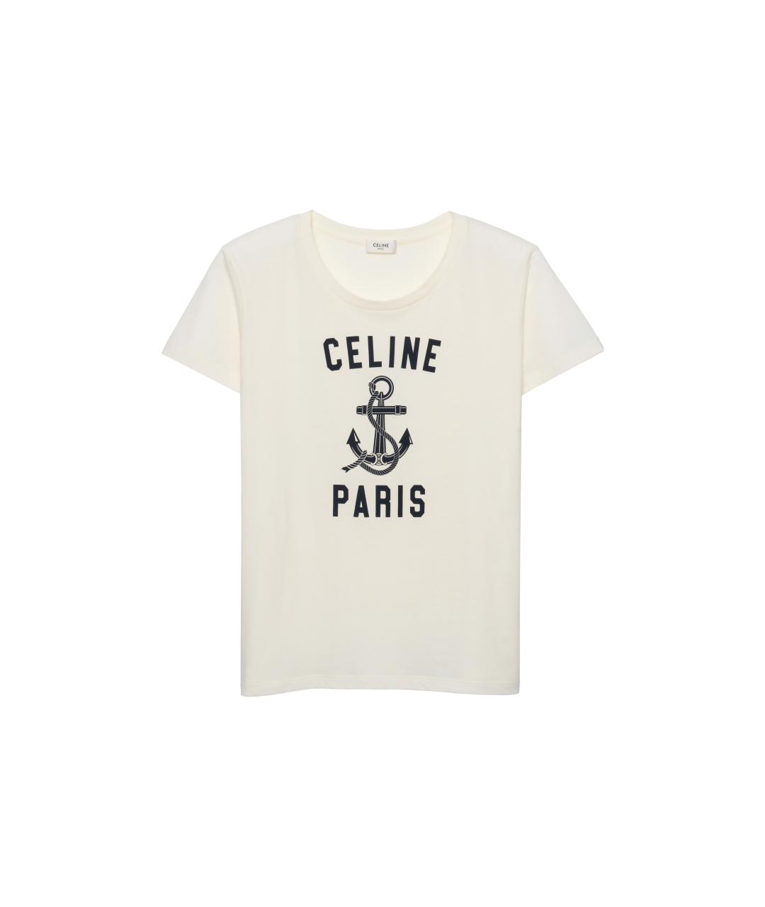 CELINE Белая хлопковая футболка, фото 1